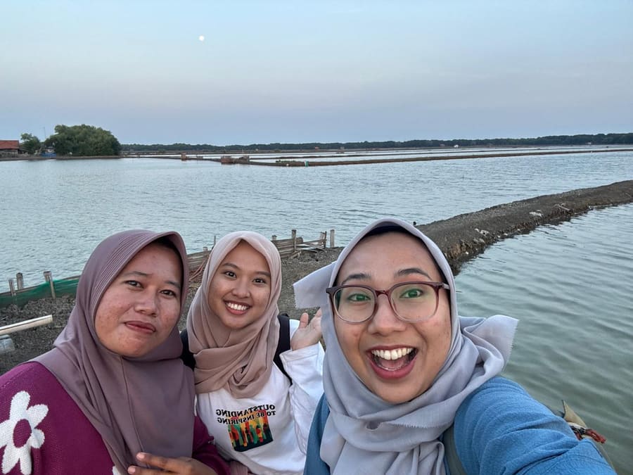 The Foodie Loka team by the fish ponds